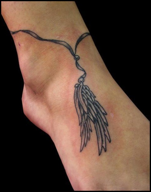 Rosary Wings Tattoo On Ankle