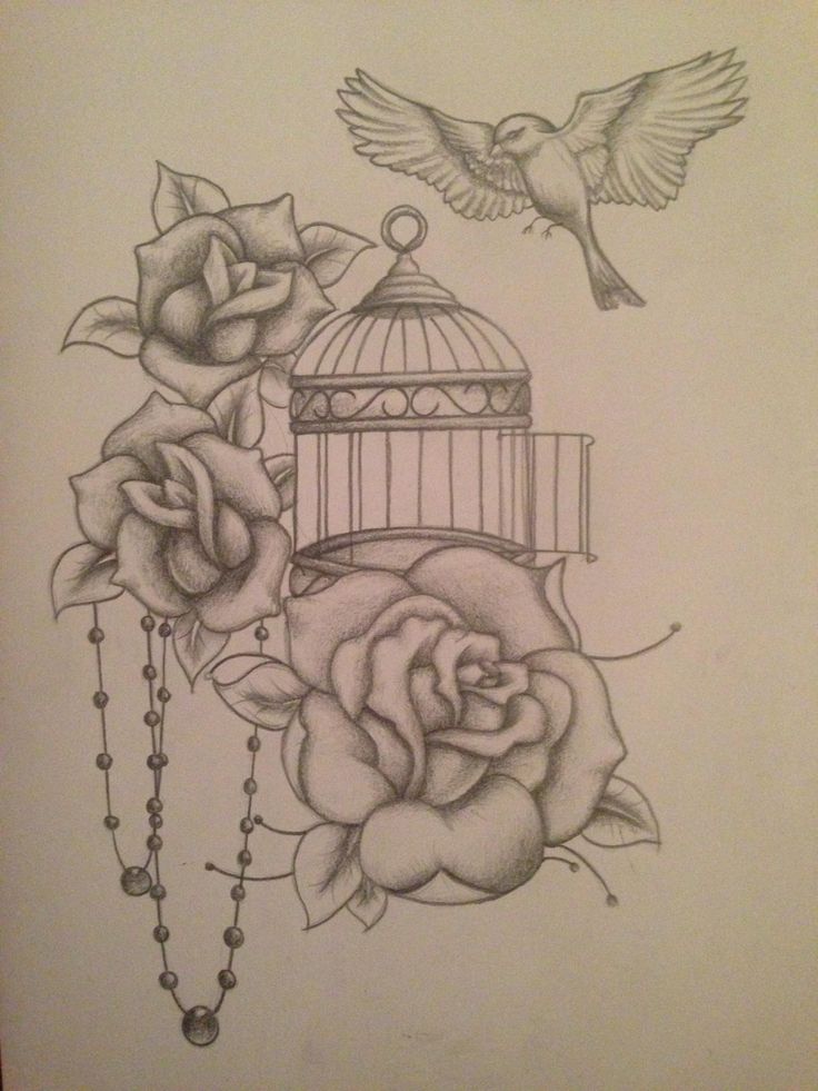 Rose Flowers And Cage Tattoo Design