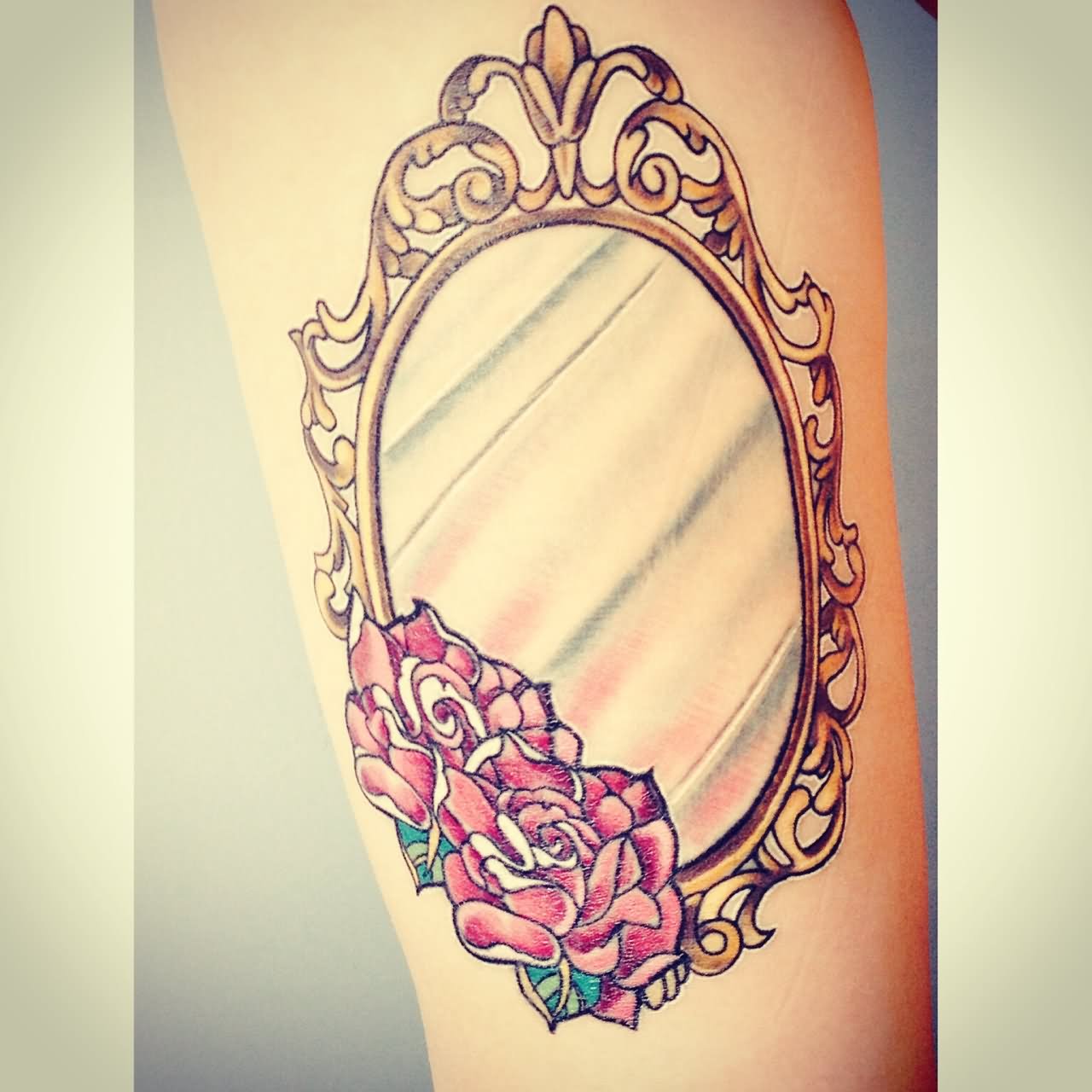 Roses And Girly Mirror Tattoo