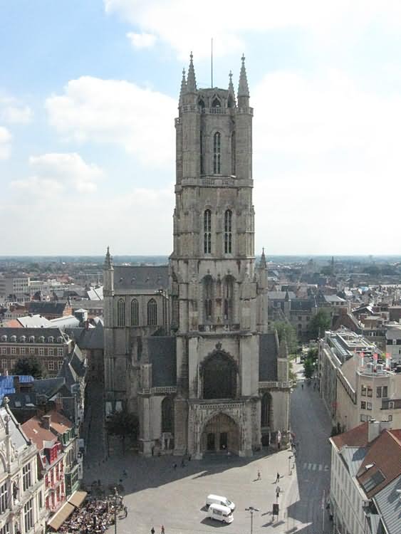 Saint Bavo Cathedral View From The Belfry of Ghent In Belgium