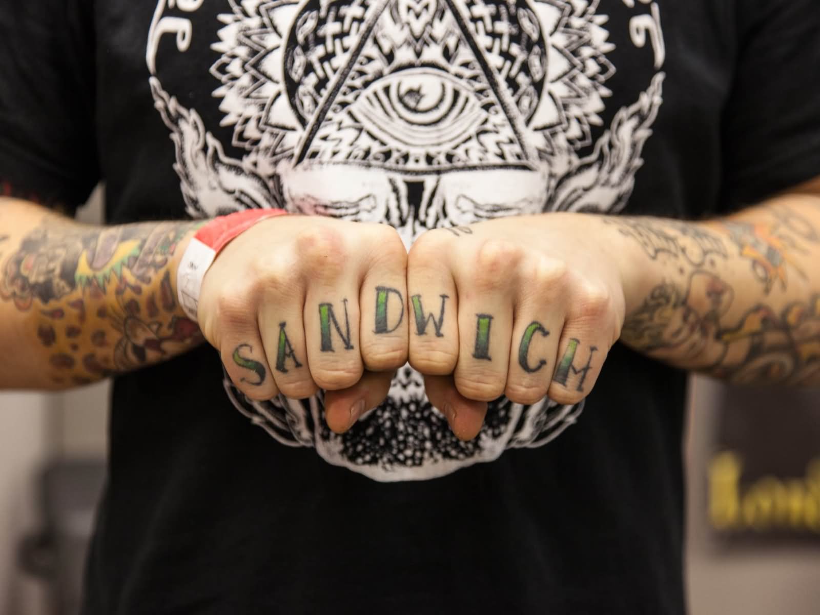 Sandwich Knuckle Tattoo For Men