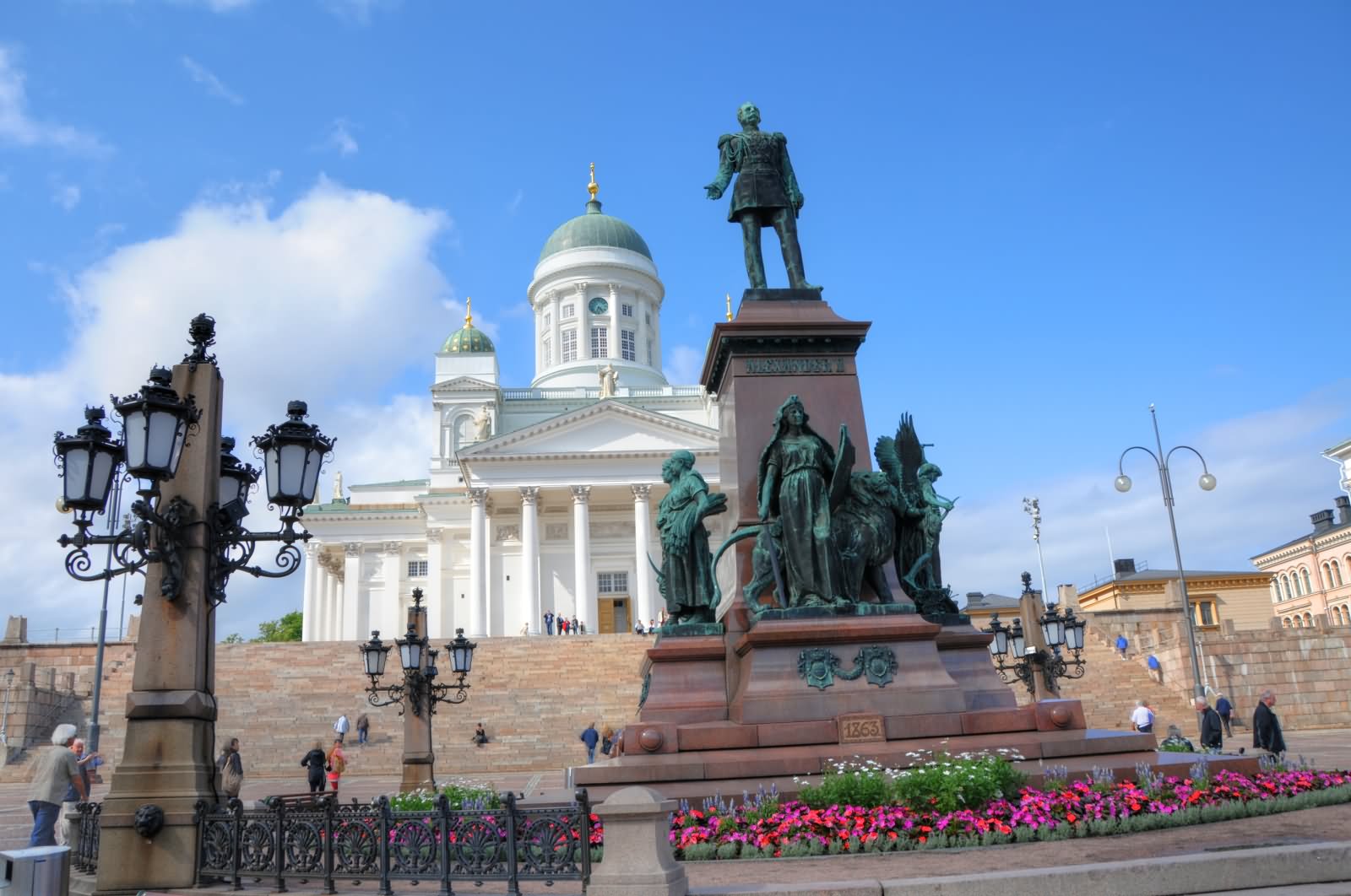Sculptures In Front Of The Helsinki Cathedral In Finland