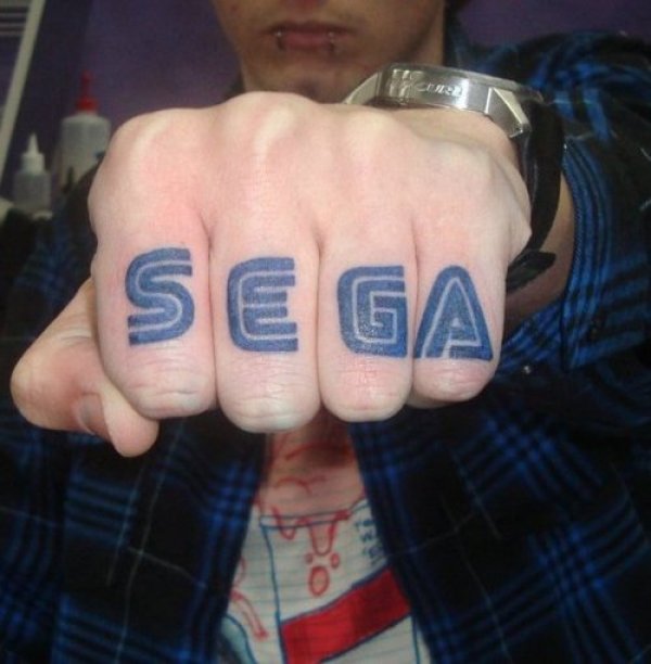 Sega Knuckles Tattoo On Hand