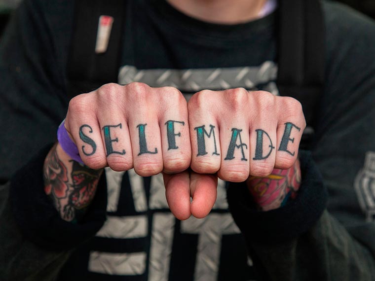 Self Made Tattoo On Knuckle Hands