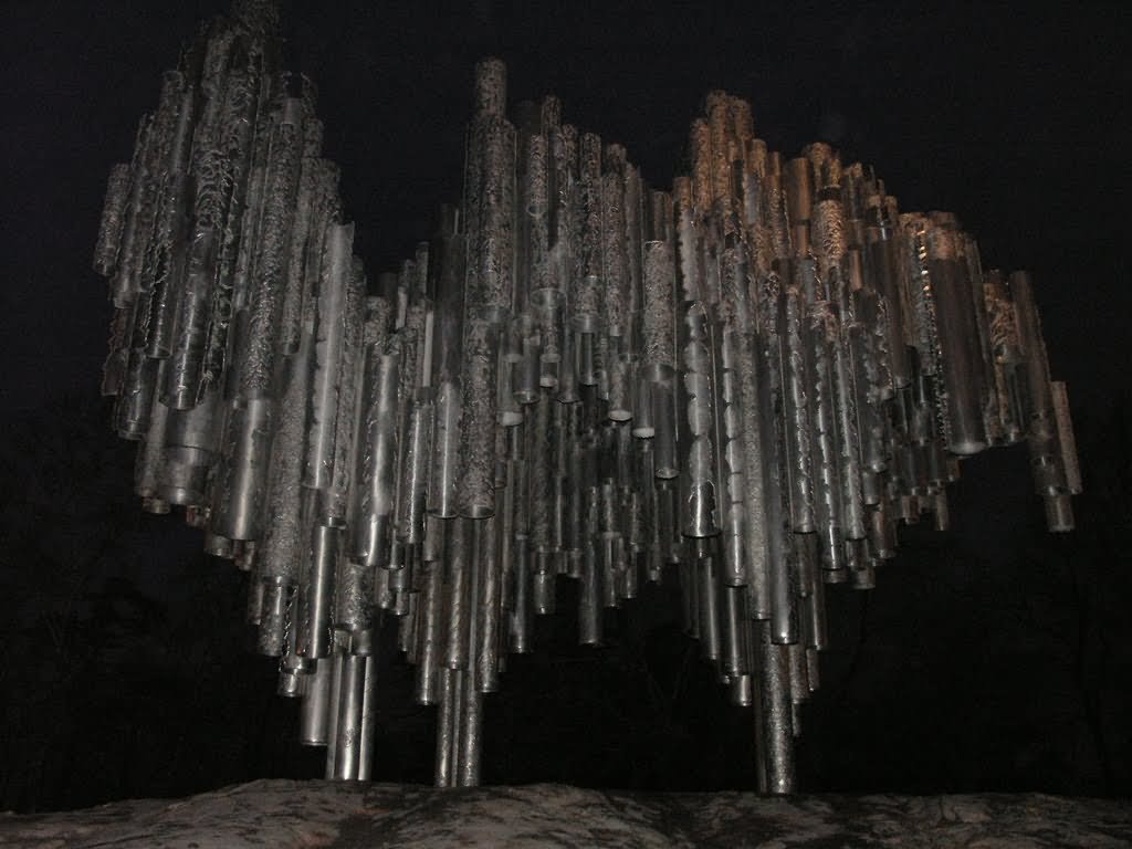 Sibelius Monument At Night With Helsinki, Finland