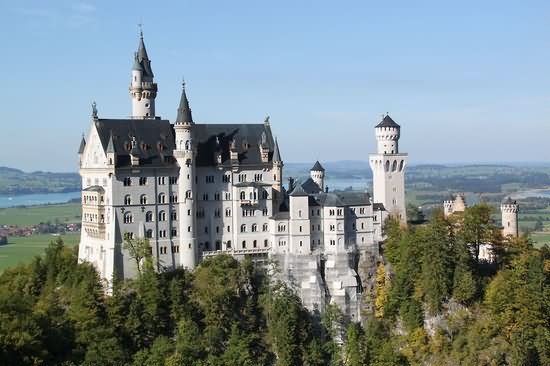 Side Picture Of The Neuschwanstein Castle In Bavaria, Germany