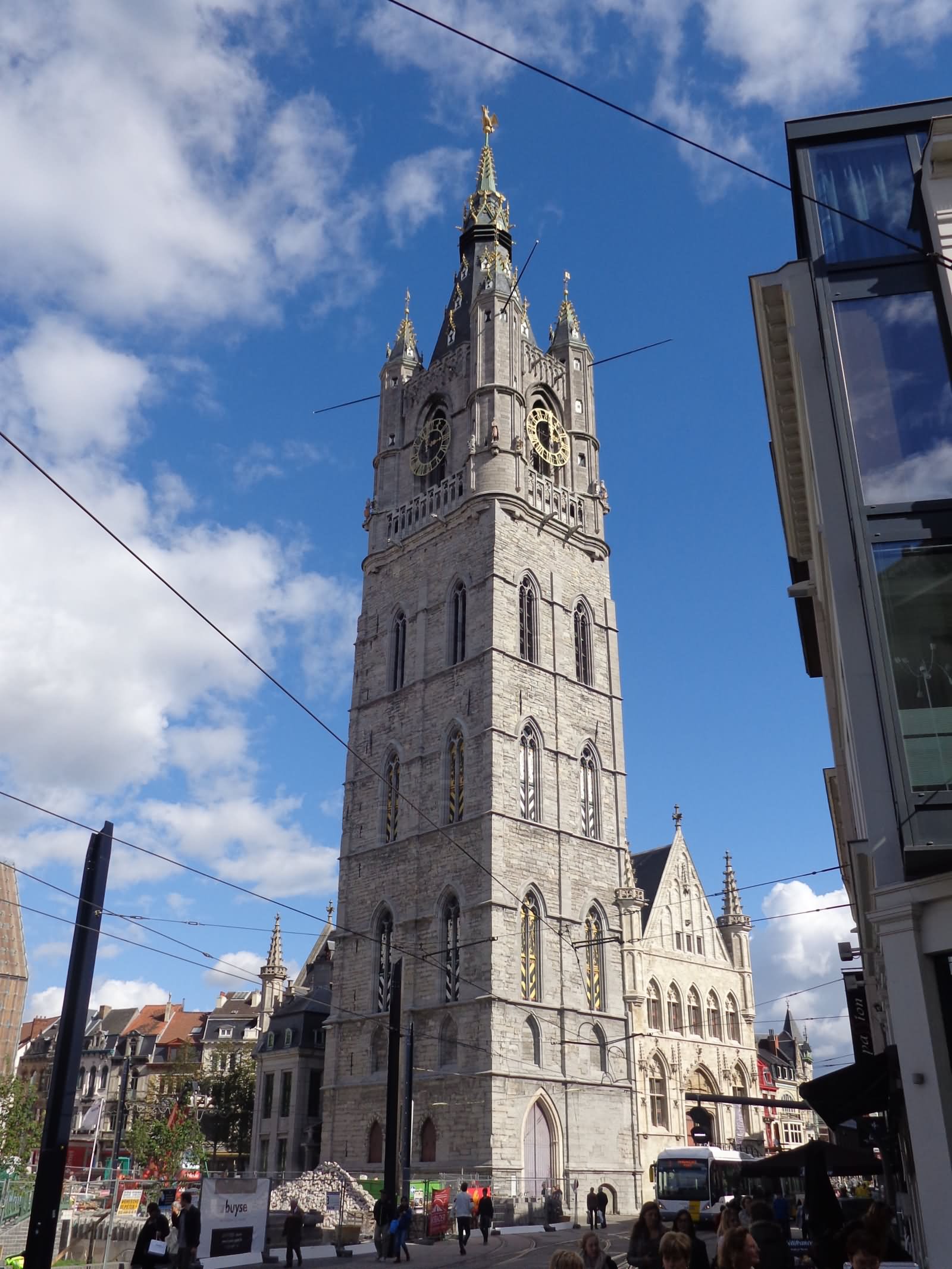 Side View Of Belfry Tower Of Ghent In Belgium
