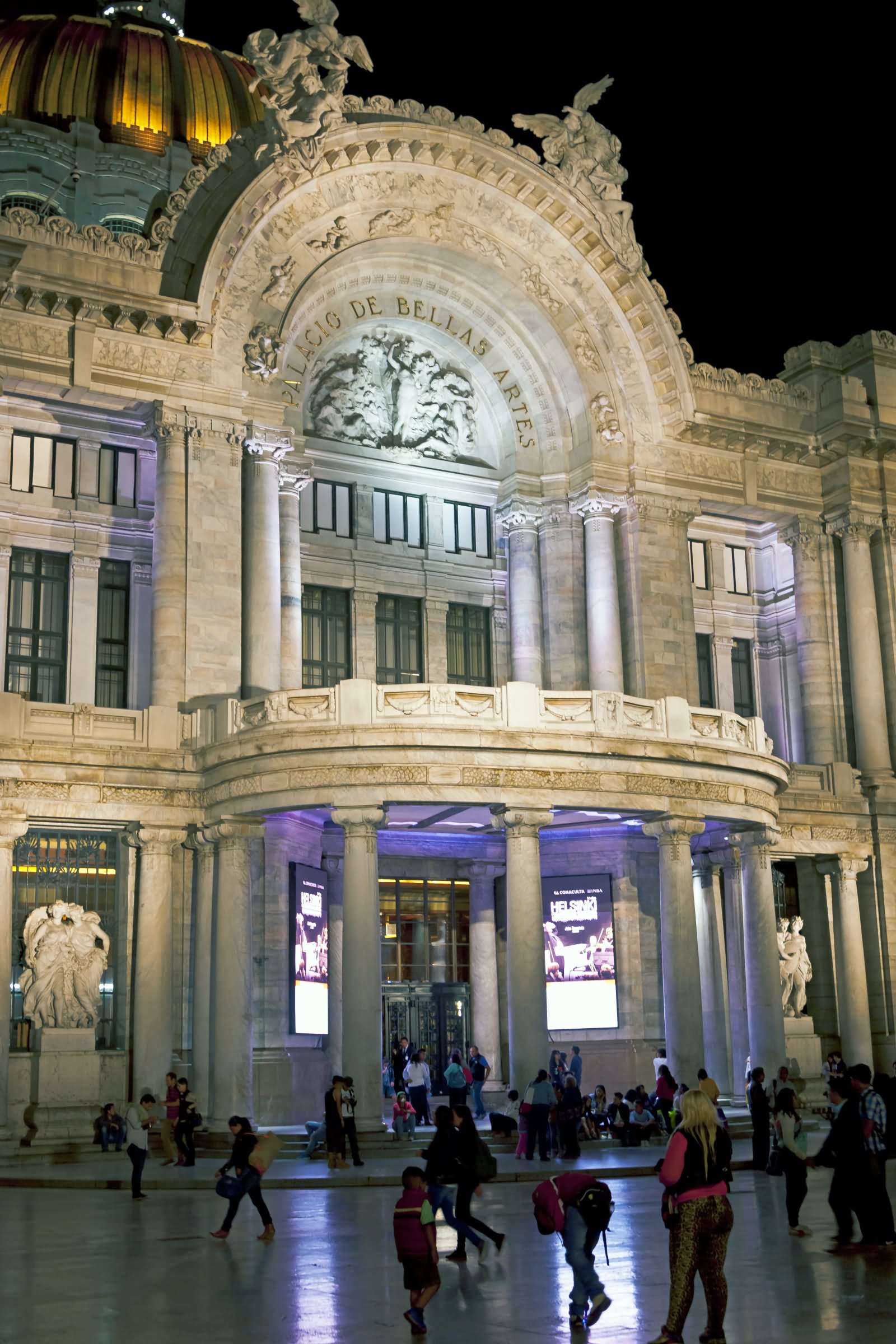 Side View Of Palacio de Bellas Artes At Night