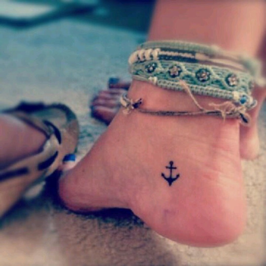 Silhouette Anchor Tattoo On Ankle