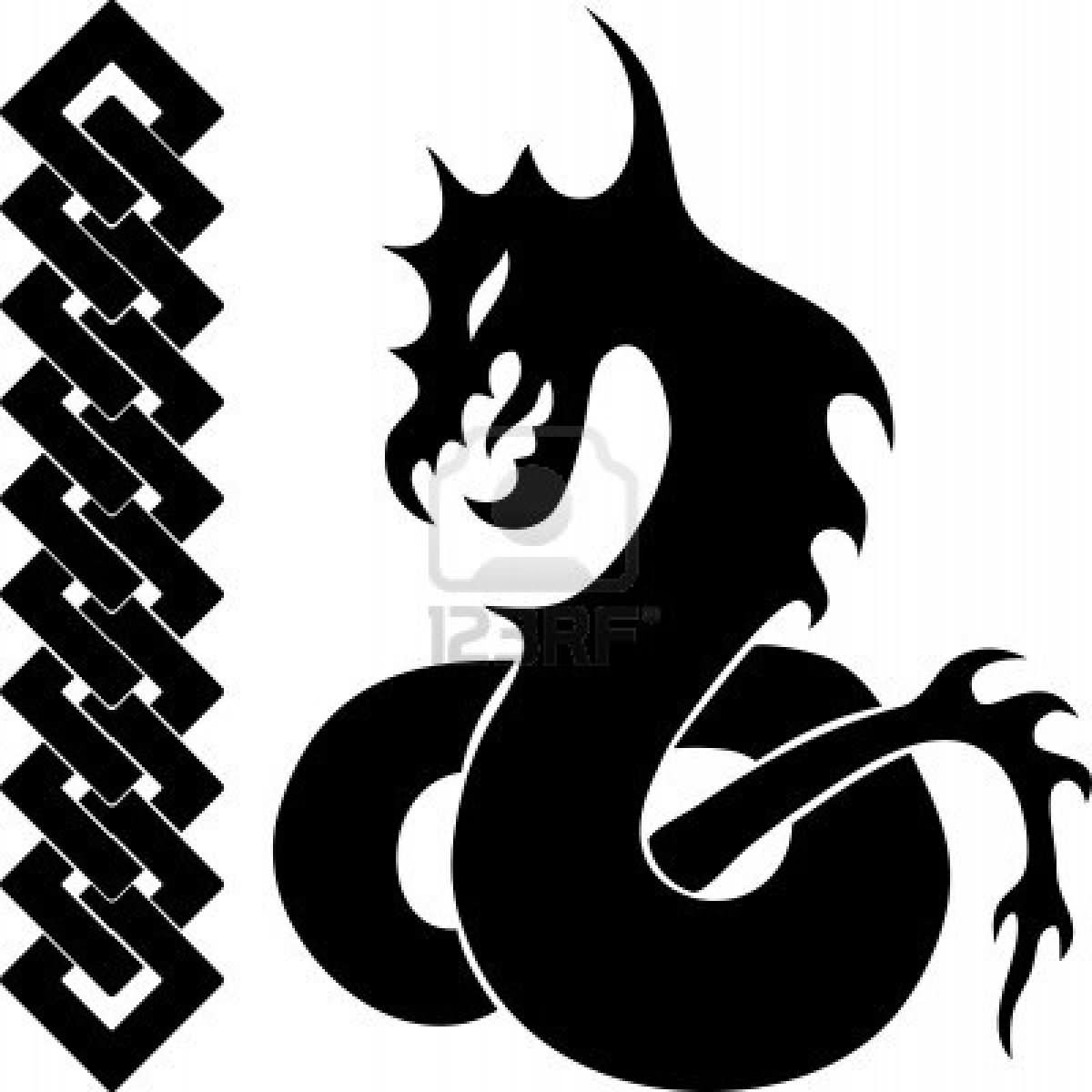 Silhouette Classic Gothic Dragon Tattoo Design