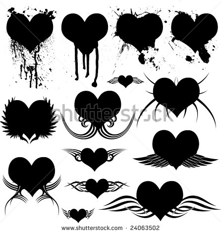 Silhouette Gothic Heart Tattoo Flash