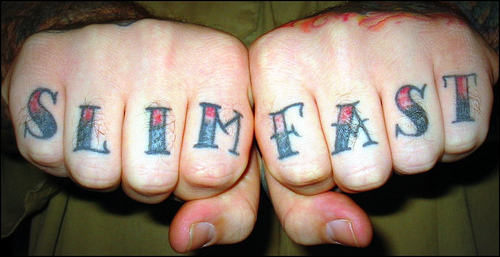Slim Fast Knuckle Tattoos On Hands