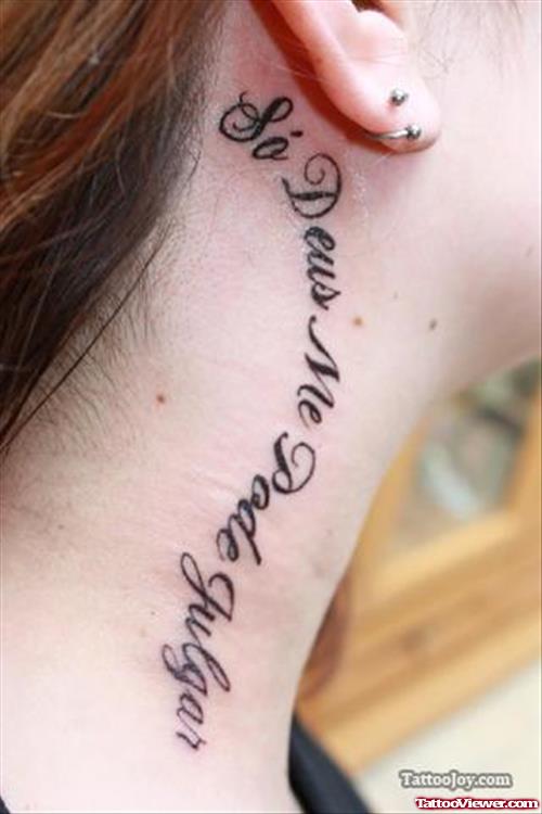 So Deus Me Pode Julgar Words Tattoo On Girl Side Neck