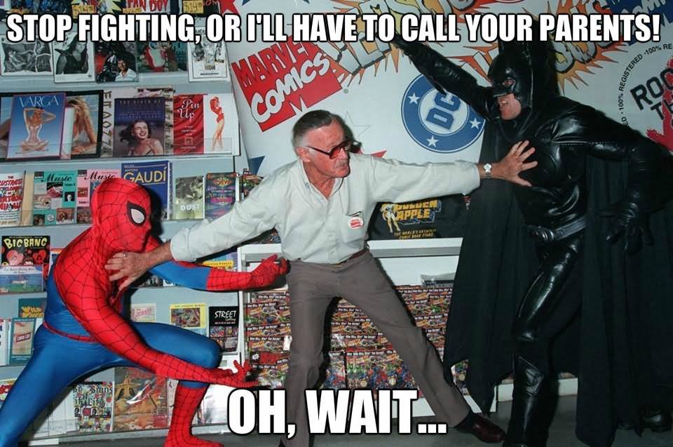 Spiderman And Batman Funny Fight Meme Picture For Whatsapp