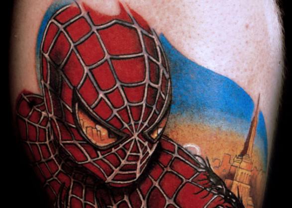 Spiderman Head Tattoo Design