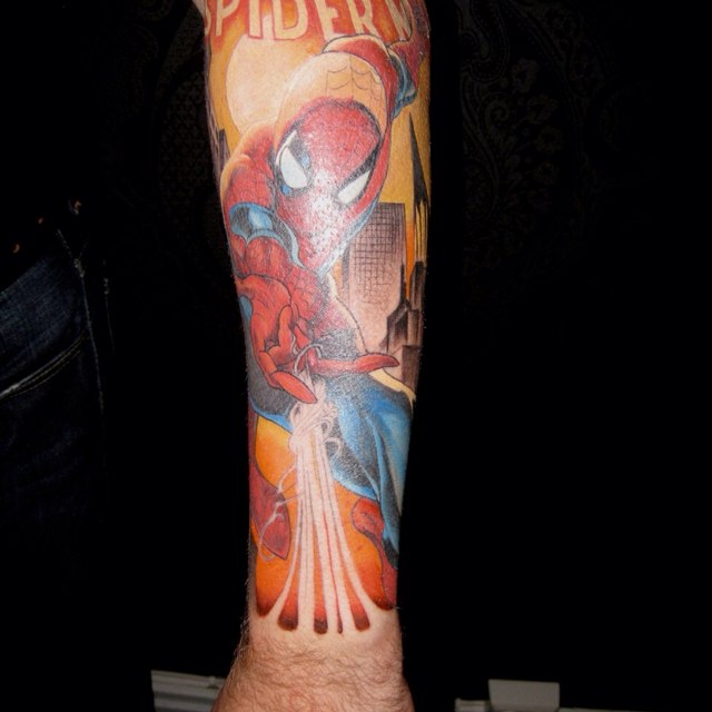 Spiderman Tattoo On Sleeve For Men