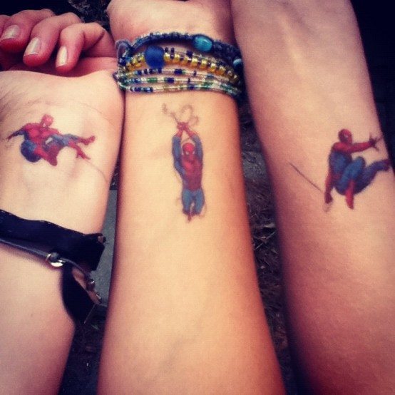 Spiderman Tattoos On Wrists