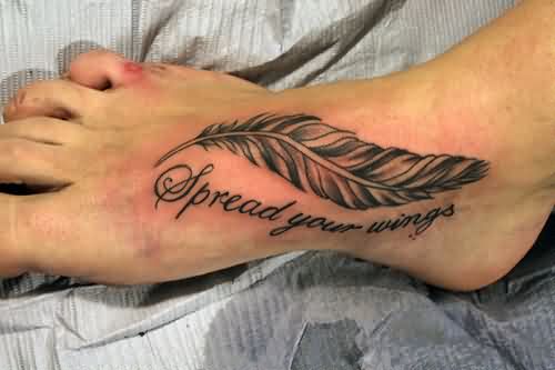 Spread Your Wings - Feather Tattoo On Right Foot