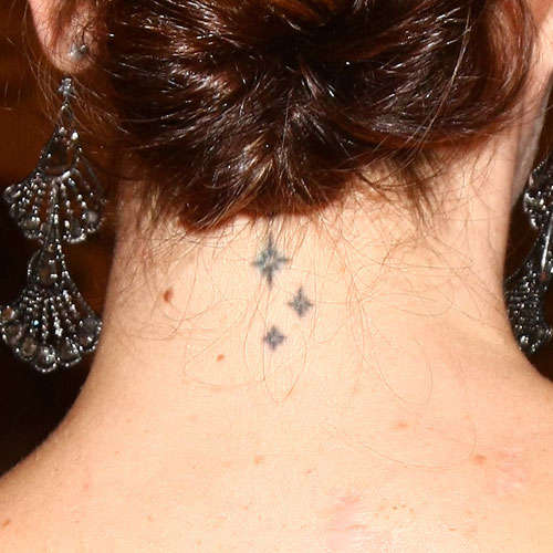 Stars Tattoo On Girl Back Neck