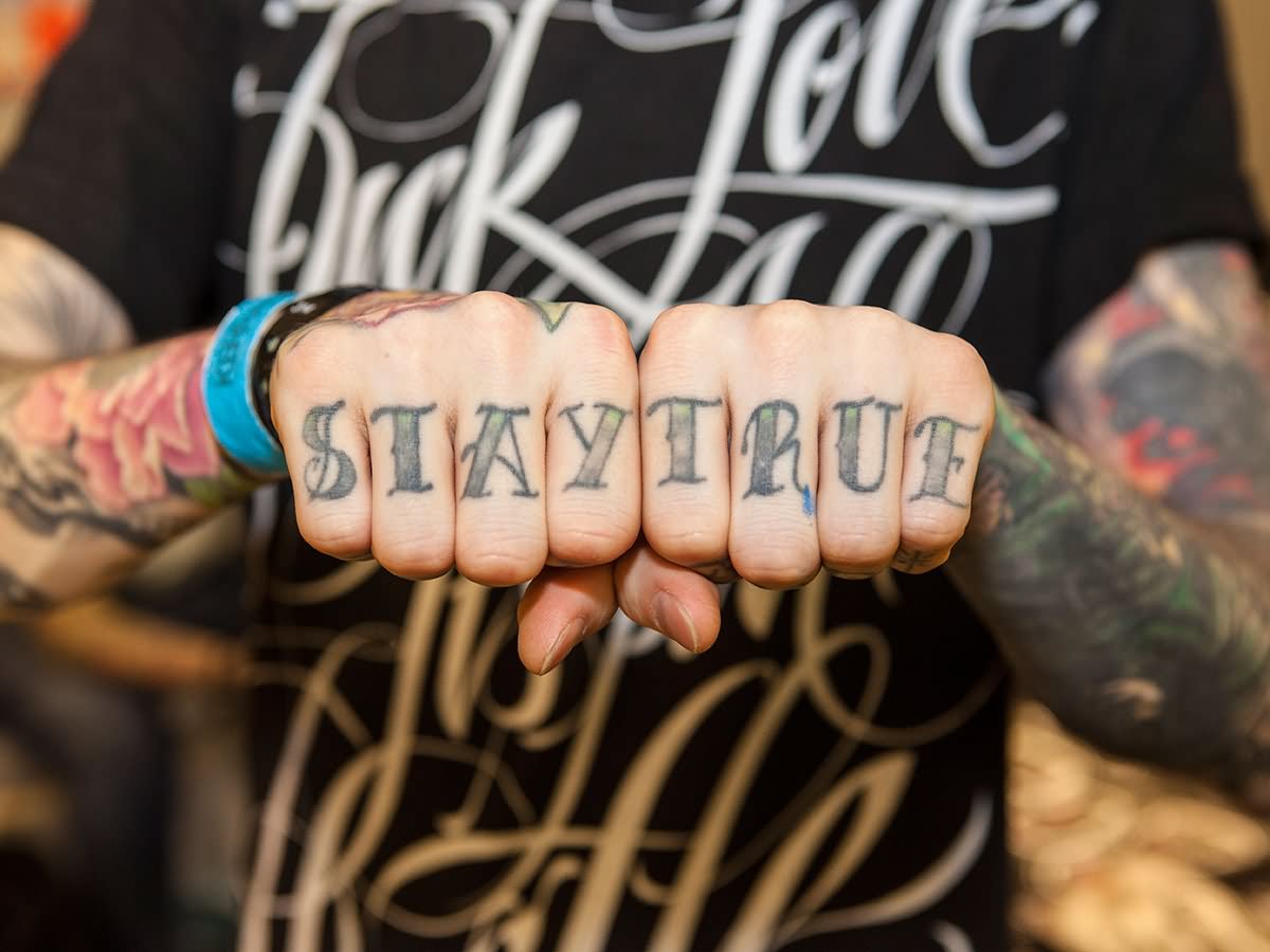 Stay True Knuckle Tattoos On Hand