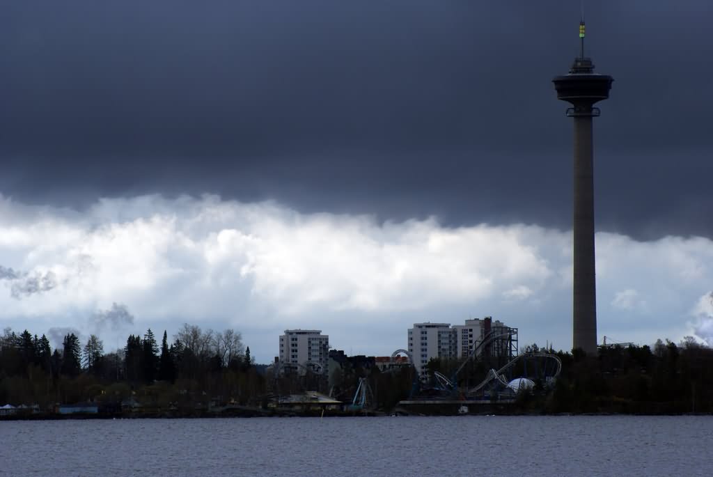 Stunning View Of The Nasinneula Tower With Black Clouds