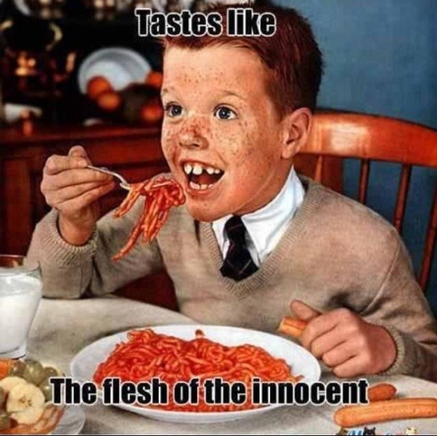 Tastes Like The Flesh Of The Innocent Funny Eating Meme Image