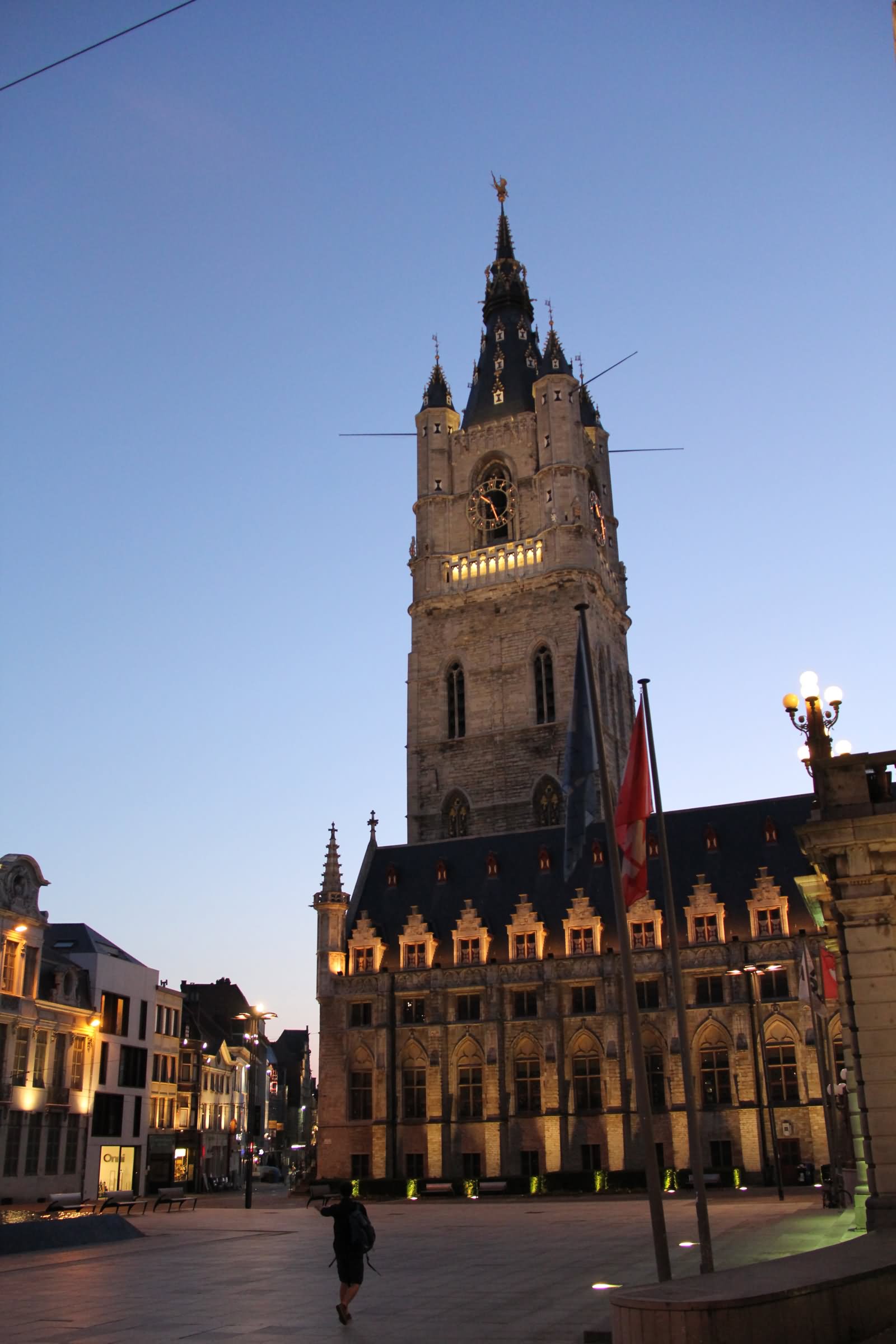 The Belfry Tower Of Ghent At Dusk