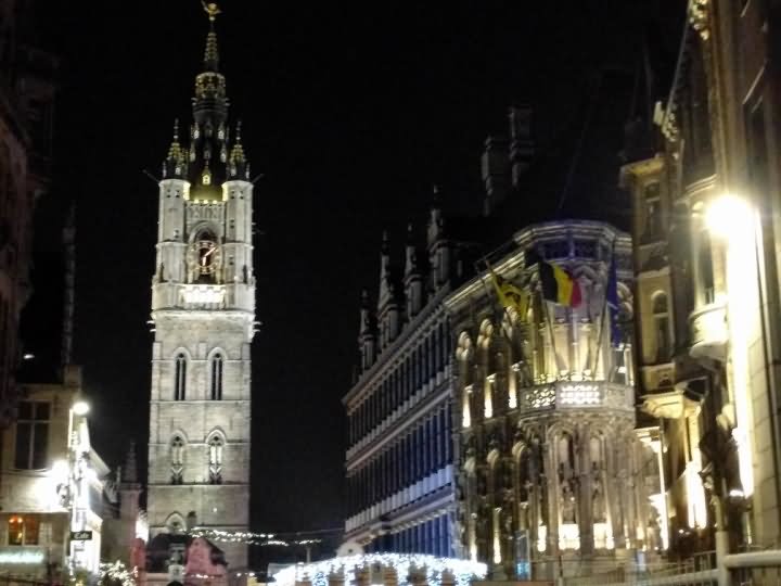 The Belfry Tower Of Ghent Night Picture