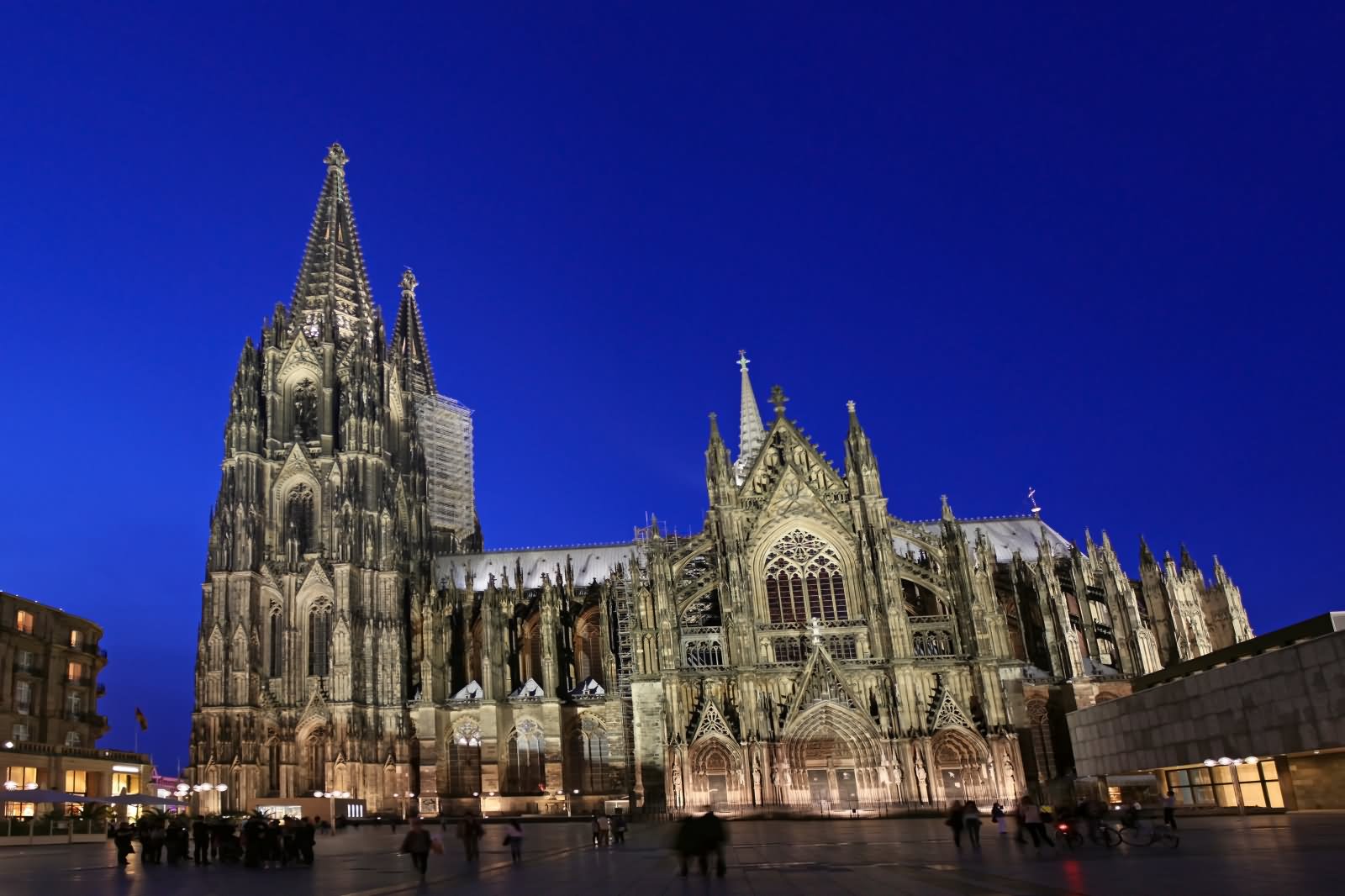 The Cologne Cathedral Illuminated At Night