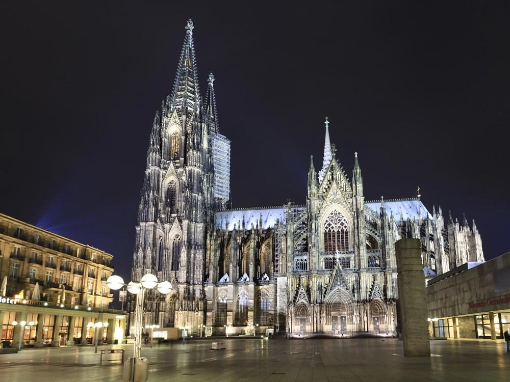 The Cologne Cathedral Illuminated During Night