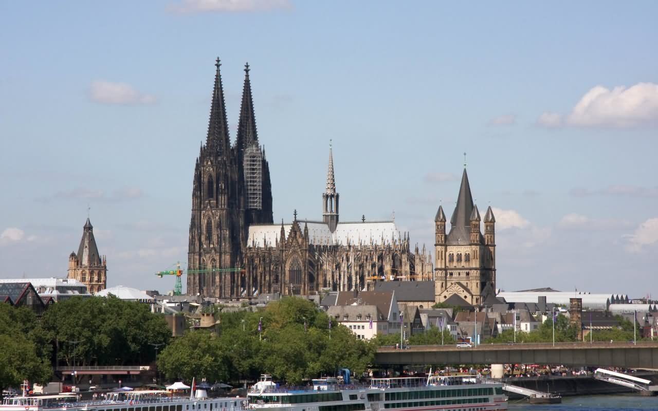 The Cologne Cathedral View Across The Rhine In Germany