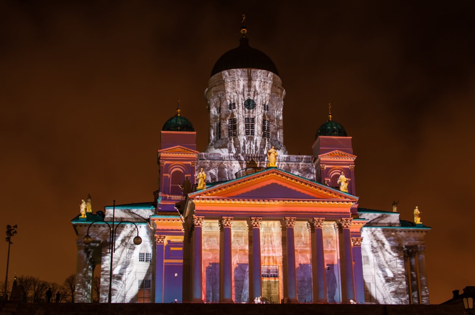 The Helsinki Cathedral Illuminated With Night Lights