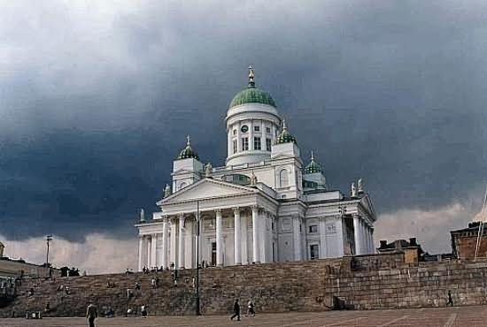 The Helsinki Cathedral View With Black Clouds