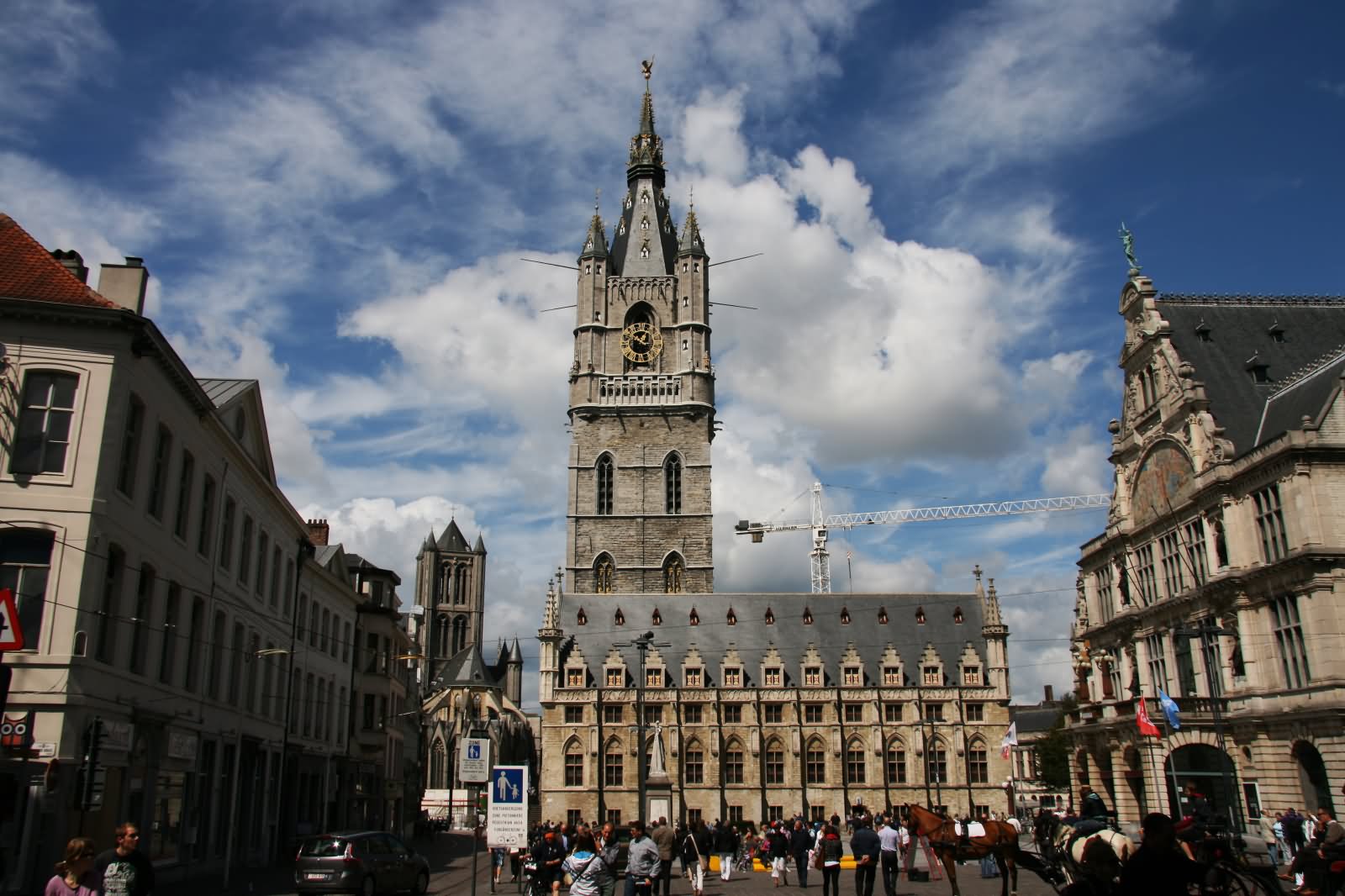The Magnificent Belfry Of Gent Behind The Cloth Hall