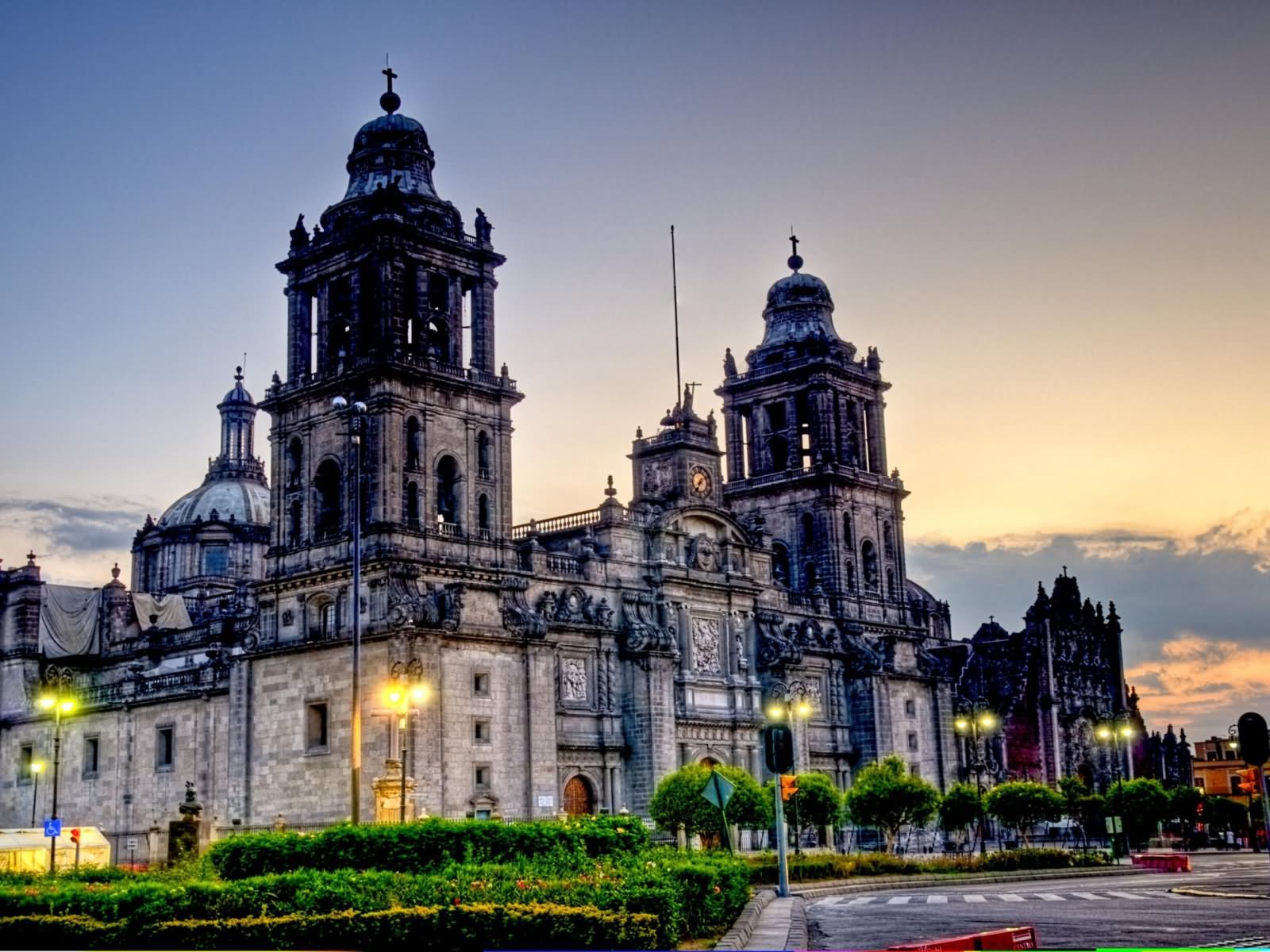 The Metropolitan Cathedral In Mexico City At Dusk