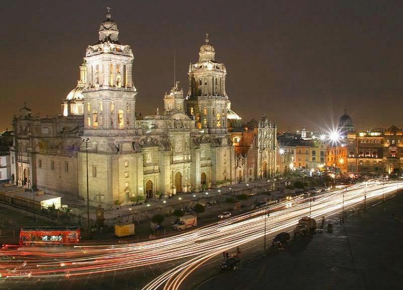 The Metropolitan Cathedral Lit Up At Night With Motion Lights