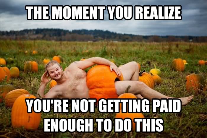 The Moment You Realize You Are Not Getting Paid Enough To Do This Funny Pumpkin Meme Image