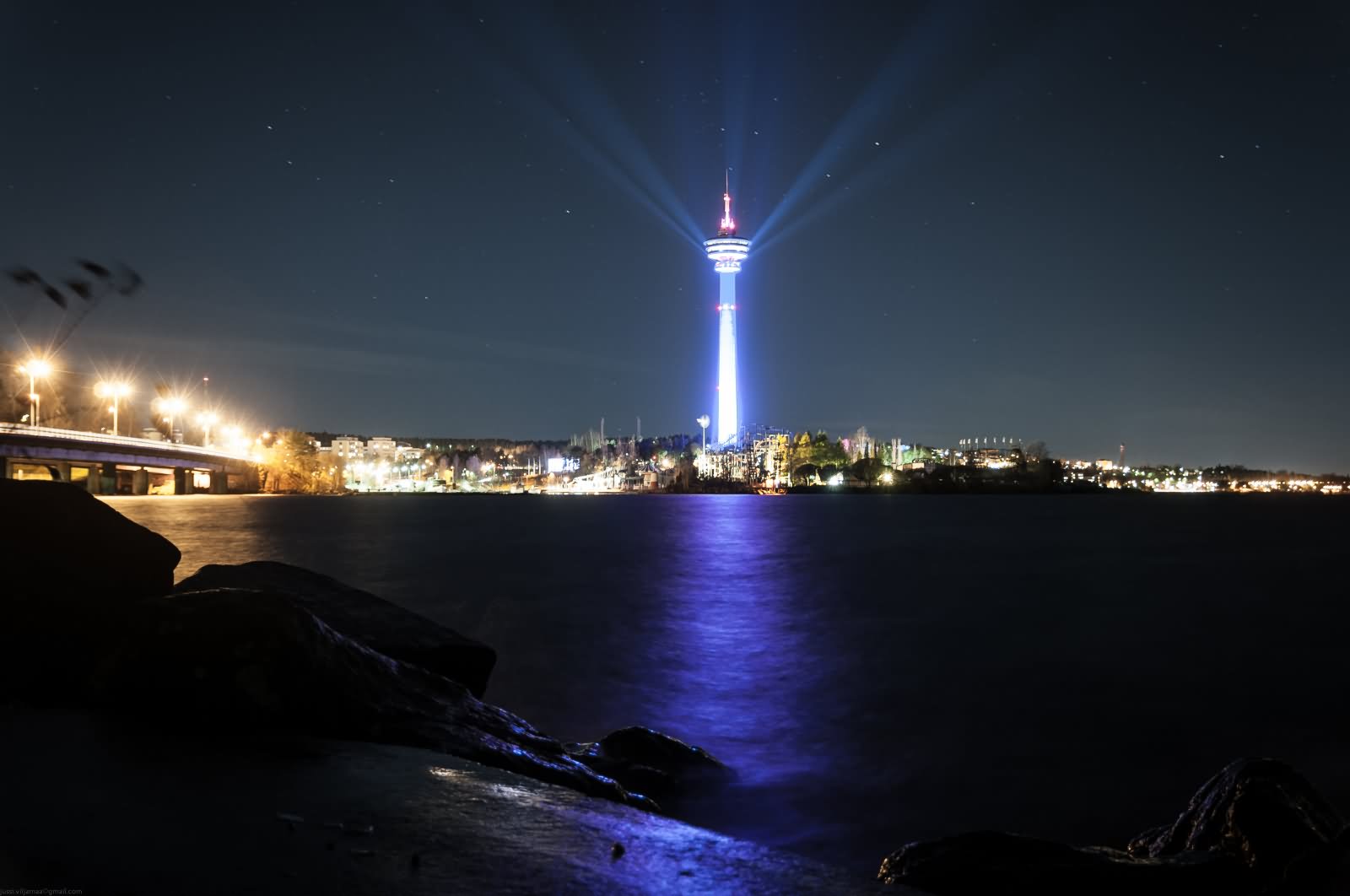 The Nasinneula Tower Illuminated At Night