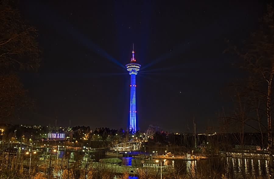The Nasinneula Tower Illuminated During Night Picture