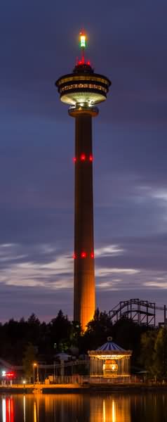 The Nasinneula Tower In Finland Lit Up At Night