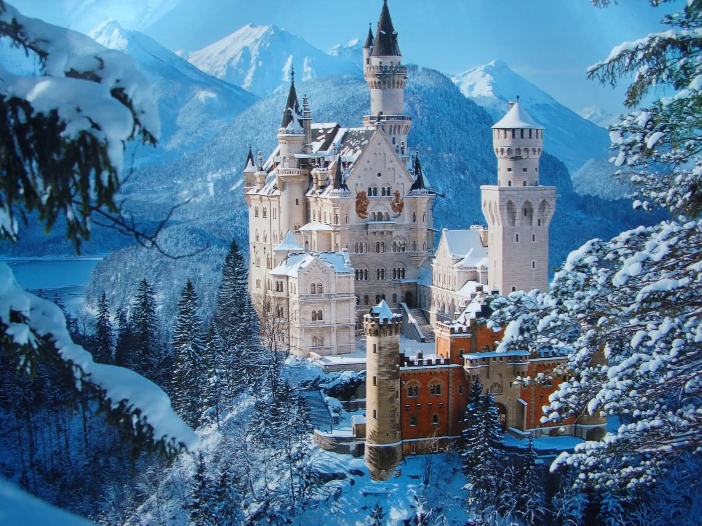 The Neuschwanstein Castle Covered With Snow Picture