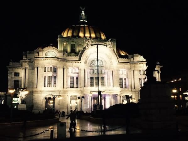 The Palacio de Bellas Artes Illuminated At Night