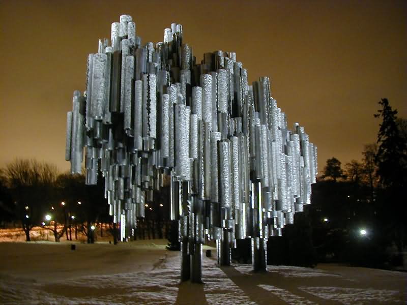 The Sibelius Monument Illuminated By Night Picture