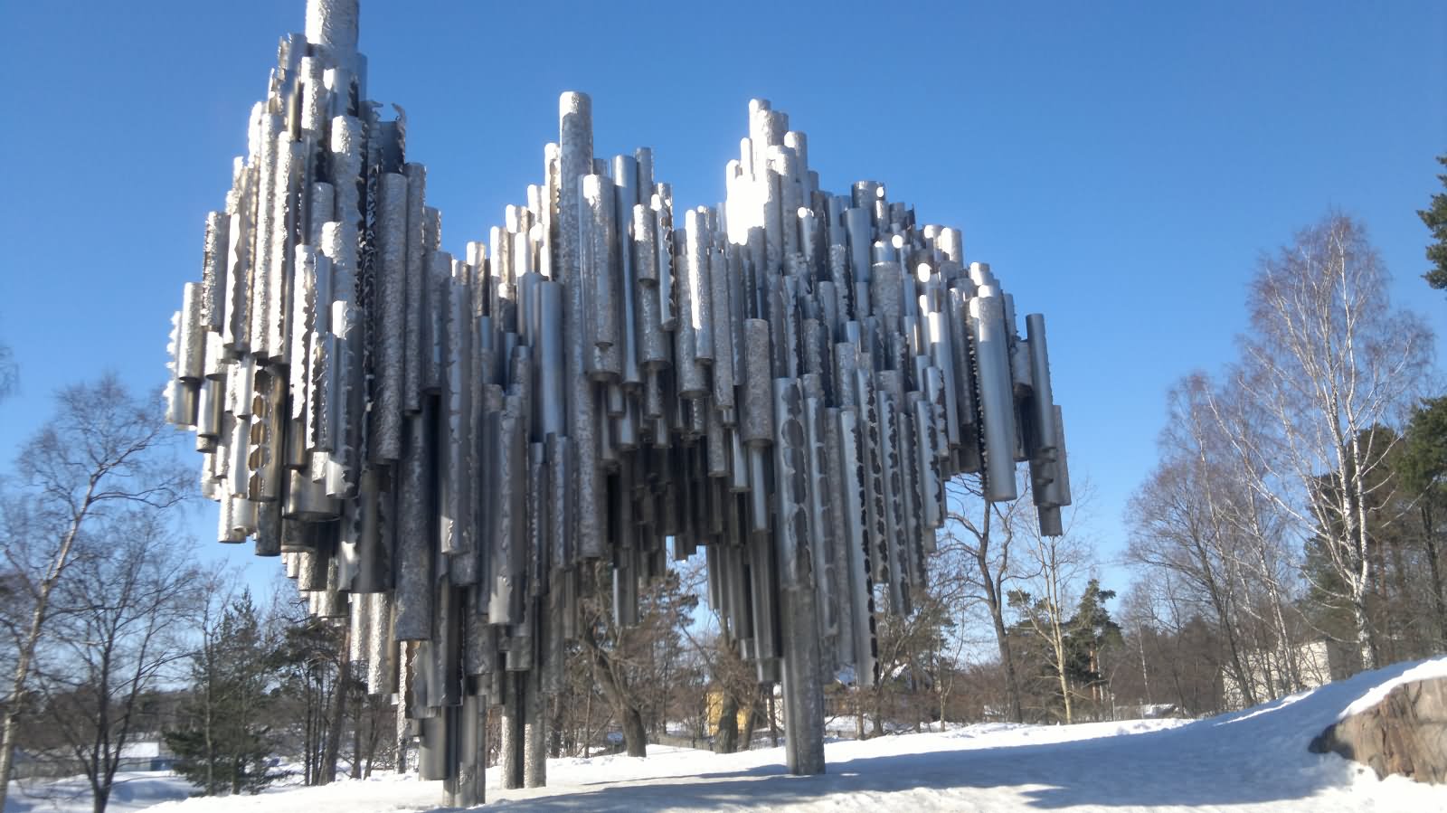 The Sibelius Monument With Snow In Helsinki, Finland