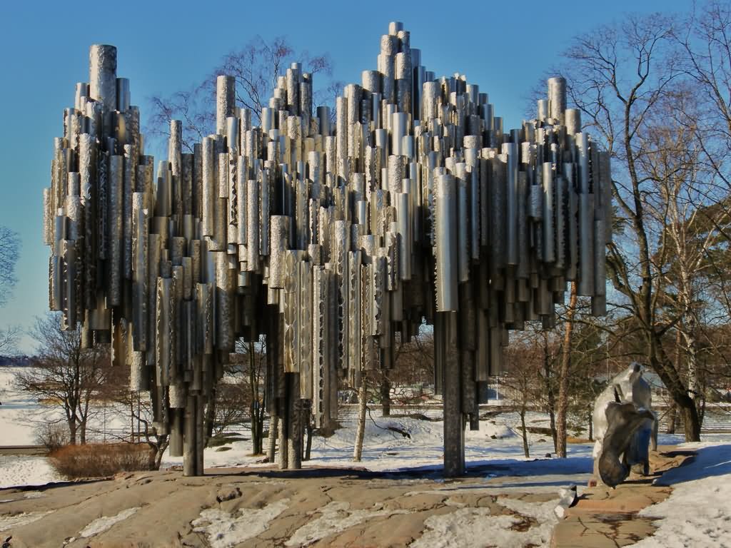 The Sibelius Pipe Monument During Winter Picture