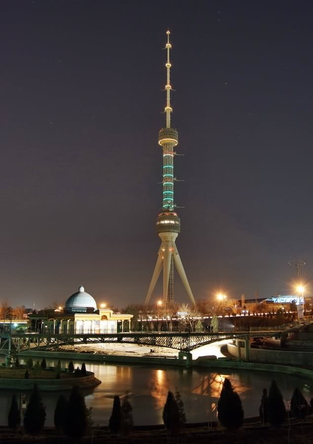 The Tashkent Tower Lit Up At Night