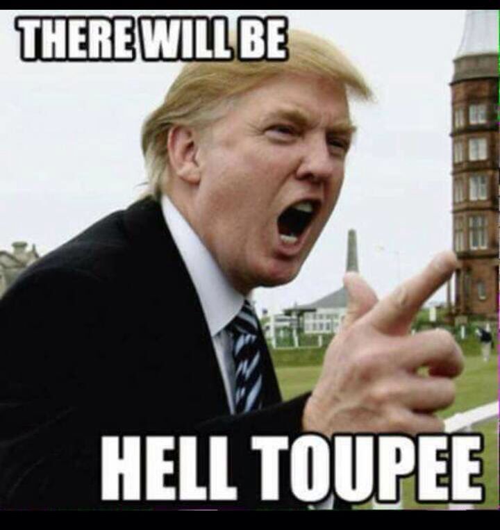 There Will Be Hell Toupee Funny Donald Trump Image