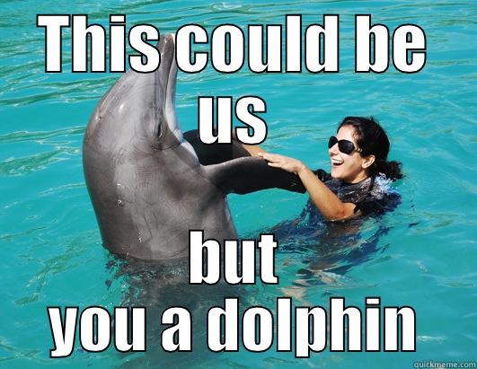 This Could Be Us But You A Dolphin Funny Dolphin Meme Image