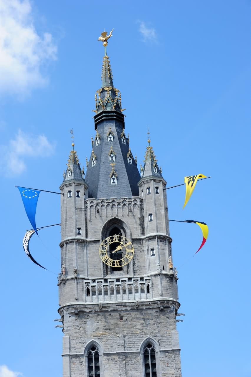 Top Of The Belfry Of Ghent Tower In Belgium