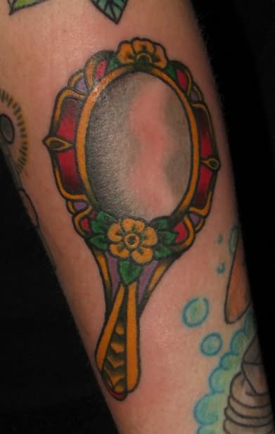 Traditional Hand Mirror Tattoo On Sleeve